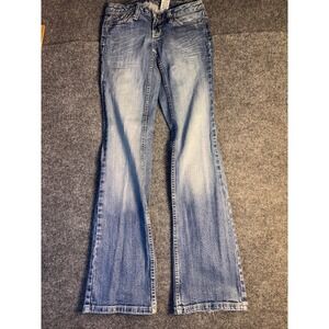 Zco. Premium Bootcut Jeans Women's 3 Blue Denim Thick Stitch Low Rise Streetwear